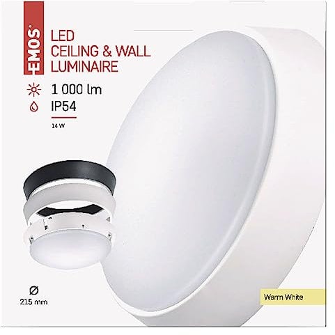 EMOS - LED-Wand-/Deckenleuchte, rund, austauschbarer Rahmen - wasserdicht - warmweiß - 1000 lm - 14 W (statt 70W Glühbirne) - 25 000 Std. - Abstrahlwinkel 120° - für Außenbereich - Ø21,5 cm