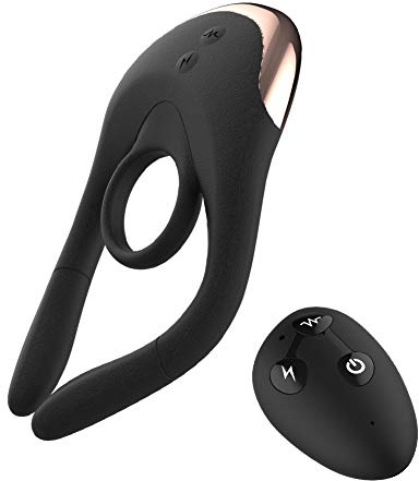 SXOVO 10 Vibration & 10 Elektrostimulation Elektroschock Penisring Paare Vibrator mit Fernbedienung, SM Sexspielzeug Penis Nippel G-Punkt Klitoris Massagegerät