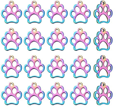 UNICRAFTALE 20 STK Pfoten Anhänger Edelstahl Hundepfote Anhänger Metall Haustier Anhänger Metall Hundepfotenabdruck Charms 1.5mm Loch Anhänger Für DIY Halsketten Armband Ohrring Schmuckherstellung