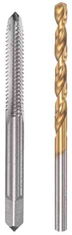 sourcing map 10-24 UNC Gewindebohrer gerade Nut 3,9mm Spiralbohrer Set titanbeschichtet 6542 Hochgeschwindigkeitsstahl Bohrer Maschinen Gewindebohrer