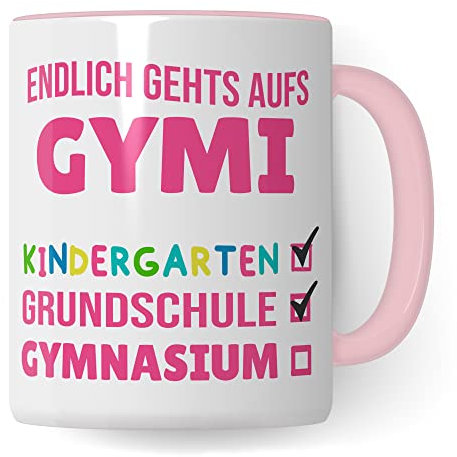 Tasse 5. Klasse Gymnasium - Geschenk Schulwechsel Grundschule Gymnasium Übergang - Geschenkidee Übertritt Gymnasiast Mädchen Tochter - Kakaobecher Schule Schüler Gymi Becher