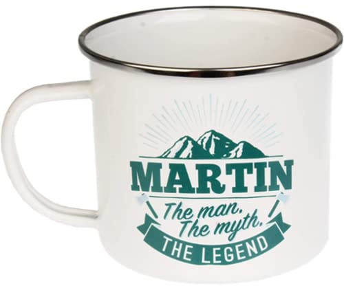 FabFinds Coffee Mug Personalised Enamel Tea Cup (Martin)