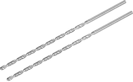 sourcing map HSS(High Speed Steel) Extra Long Twist Drill Bits, 4.5mm Drill Diameter 200mm Length 2 Pcs