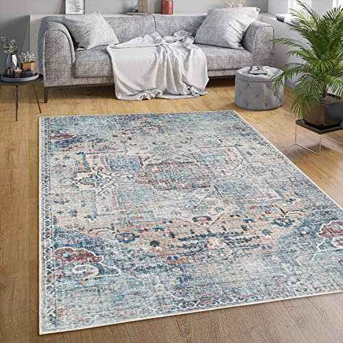 Paco Home Waschbarer Teppich Wohnzimmer Schlafzimmer Vintage Muster Flachgewebe Modern Orientalisch Ornament Pastell, Grösse:200x280 cm, Farbe:Bunt 4