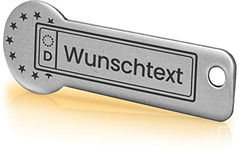 Einkaufswagenlöser ® Kennzeichen Schlüsselanhänger Personalisiert inkl. Schlüsselfundservice/Schlüsselanhänger Nummernschild selbst gestalten/Autoschlüsselanhänger mit eigener Gravur - Freier Text