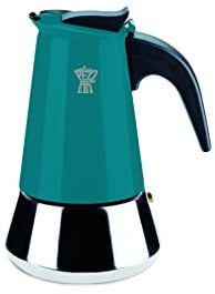 Pezzetti, Steelexpress Caffettiera 6 Tazze in Acciao Inox, Manico Ergonomico Resistente al Calore, Adatta a Tutti i Piani Cottura, Adatta ai Piani Induzione, Color Ottanio