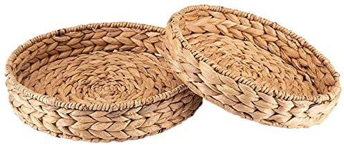 Dacvgog 2 StüCke Runde Geflochtene Schale Gras Wasser Hyazinthe Satz 33cm + 28cm Durchmesser Schale