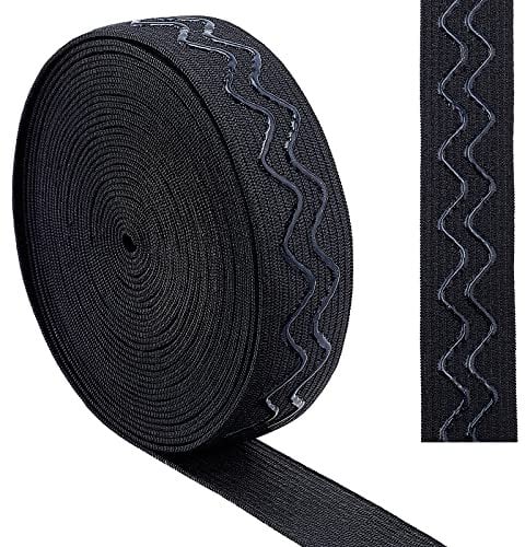 GORGECRAFT 5 Yards 20 mm Breites Rutschfestes Elastisches Band Wellensilikon Elastisches Greifband Stretchgummis Elastischer Gürtel Für Heimwerker Nähen Basteln Sporthosen Zubehör Schwarz