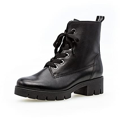 Gabor Damen Combat Boots, Frauen Stiefeletten,Wechselfußbett,Best Fitting,Winterschuhe,warm,gefüttert,Stiefel,Bootee,schwarz,37.5 EU / 4.5 UK