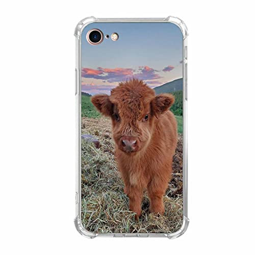 Vesidurt Highland Pampa Cow Case for iPhone 7/8/SE,Cute Baby Animal Pattern,Trendy Soft TPU Bumper Case for iPhone 7/8/SE