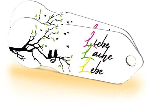 Einkaufswagenlöser ® Liebe, Lache, Lebe Schlüsselanhänger Einkaufschip mit Schlüsselfundservice Abziehbarer Einkaufswagenchip Metall, Chip Einkaufswagen, Key Finder 2 Stück