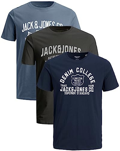 JACK & JONES Herren 3er-Set T-Shirts aus Baumwolle (Big Size Mix 9, 3XL)