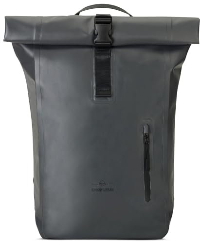 Johnny Urban Rucksack Wasserdicht Damen & Herren Grau - Conor - Wasserdichter Rolltop Fahrradrucksack - Wasserfester Roll Top Backpack für Uni Fahrrad Büro - Mit Laptop Fach