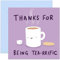 Old English Co. Cute Thank You Card for Men and Women - Tea-rrific Birthday Card for Him or Her - Funny Tea Drinker Thank You Card for Mum, Sister, Dad, Brother, Friend | Blank Inside Envelope
