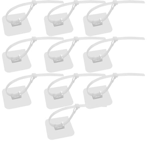 WYAN Autoadesivo Clip Cavo-10 Pezzi Morsetti per cavi regolabili,Morsetti per tubi,Supporto Fermacavo Autoadesivo,per la Gestione dei Cavi a Casa e in Ufficio