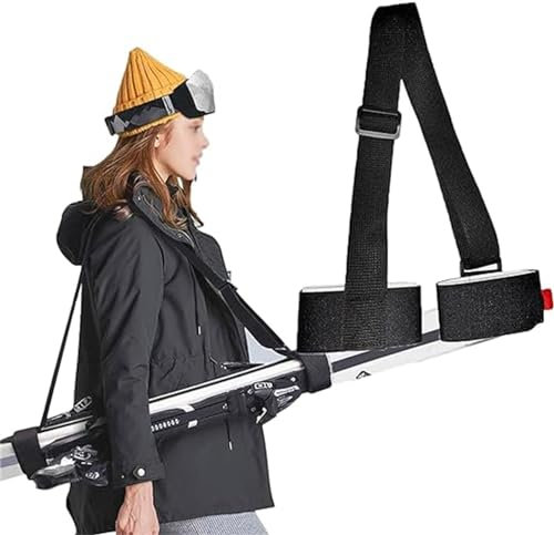 Sangles De Ski Skimate Bandoulière Réglable pour Planche à Neige Accessoires De Sport d'hiver Porte-Ski Skimate pour Le Transport Le Voyage Et Le Rangement (Noir)