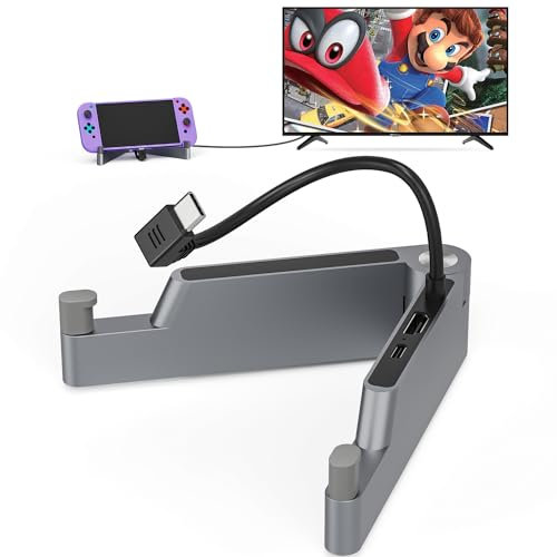 Switch TV Dock, Tendak Aluminiumlegierung Switch Docking Station für Nintendo Switch/Switch OLED, Tragbare Switch Dock, Switch Ladestation Ständer Switch TV Adapter mit 4K HDMI, Typ-C Ladeanschluss