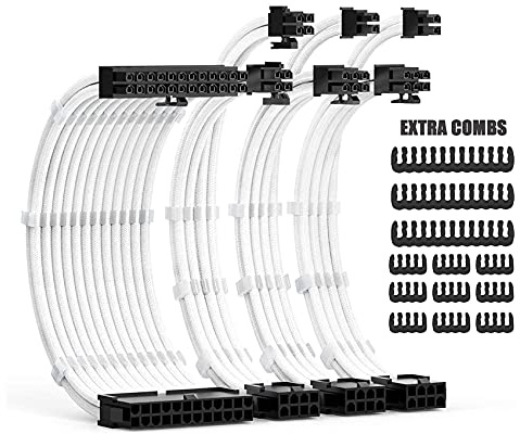 Loufy PSU Cable Extensions Kit 30CM with Cable Combs Extension Power Supply Cable 24Pin 8Pin(4+4) 8Pin(6P+2P) for ATX Power