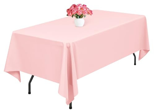 1 Packung Rosa Polyester Tischdecken,153 x 260 cm rechteckige Tischdecke, waschbar und wiederverwendbar, Flecken- und knitterfest, für Hochzeit, Party, Bankett, Camping, Restaurant, Dekoration