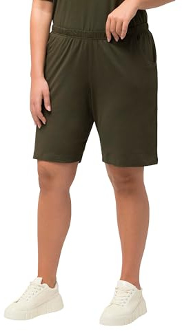 Ulla Popken Damen große Größen Übergrößen Plus Size Jerseyshorts, Taschen, Elastikbund waldgrün 50+ 818396201-50+