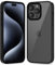 oakxco Thin Slim Clear case for iPhone 15 Pro, Transparent Hybrid Hard Shell Plastic & Soft Silicone Rubber Bumper, Non-Yellow Acrylic Protective Lightweight Cover for Women, Black