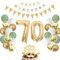 70. Geburtstag Deko Salbeigrüne - Luftballon für Männer und Frauen, Ballon Grün Weiß Gold, Zahl 70 Folienballon, Tortendeko für Dekoration