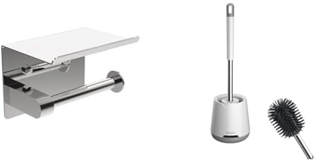 Ibergrif MK34053, Porte Papier Toilette, Support Papier Toilette Mural & Brosse WC Silicone - Brosse Toilette et Supports, Anti-Goutte, Antibactérienne