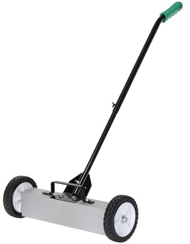 Bonnlo 45 CM/ 18 inch Rolling Magnetic Pick-Up Sweeper | 45 Lbs Capacity, with Quick Release Latch & Telescoping Handle, for Nails Needles Screws Collection, Easy Cleanup