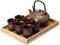 Xnqelerate Chinesische Teeservice Set aus Keramik, 800ml Teekanne und 6 Tasse 130ml Kungfu Tee Services, Japanische Porzellan Teeservice, Asiatische Teekanne für Teeliebhaber (Braun)