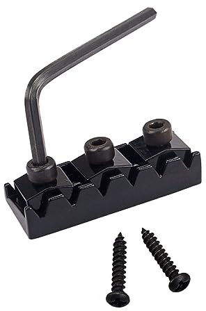 Abaodam 42mm Zinc Alloy Guitar Locking Nut with Hex Wrench Black Electric Guitar String Lock