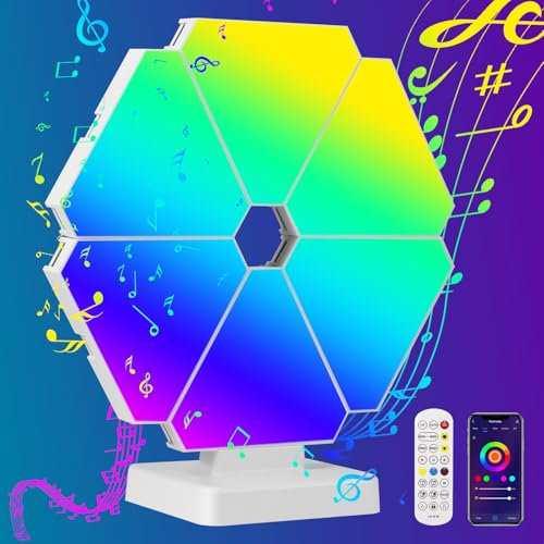 ZONJIE Triangular LED Panel Light Table Light, 6 Pack RGBW Smart Gaming Light Triangle LED Light Panels Sync to Music with App/Remote Control, DIY Table Decoration Lamp