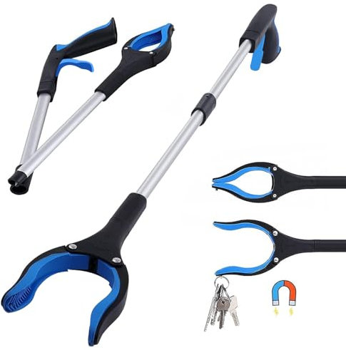Pince Ramasse Objet 83cm, Pince Telescopique avec Crochet Magnétique, Pliable Rotative 360°Pince Ramasse Dechets, Pince pour ramasser sans se baisser, Pour Personnes Âgées, Mobilité Réduite