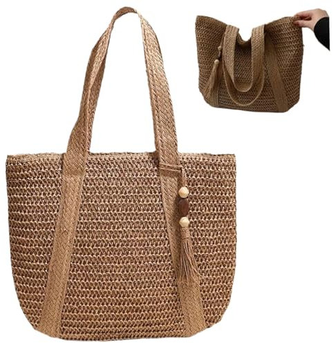 SHITOOMFE Sac de plage de paille sac de paille de grande capacité