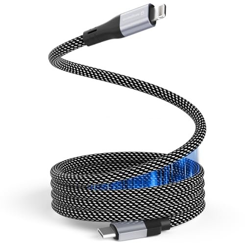 Magtame Magnetic USB C to Lightning Cable Coiled, 1.5M/5ft MFi Certified Type C to Lightning Cable, iPhone Fast Charging Cord for iPhone 14 13 12 11 Pro Max XR XS X 8 Plus SE