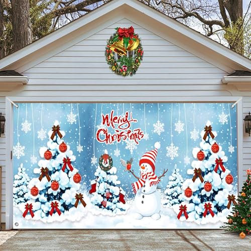 Couverture de Porte de Garage de Noël, Grande Affiche de Toile de Fond de Vacances Joyeux Noël, Bannière Garage Buddy, 240x210cm, C