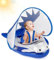 Beeoecm Bouee Bebe, Bouee Gonflable Piscine Bebe Anneau de Natation Bébé avec Parasol Amovible, Sangles Réglables et Support Inférieur, Flotteur de Natation pour Bébé de 6-26 Mois (Bleu)