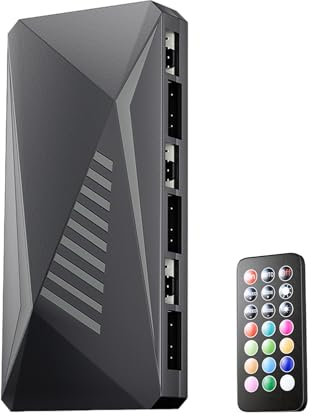 Fan Controller Hub – Remote Control 5 V Argb, magnetischer Lüfterhub | PWM Fans Hubs für individuelle Kühlung, Konfiguration von vibrierenden PC-Lüftern, Kühllösung