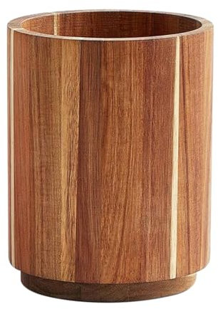 YRTUOP Porta Cucharas De Madera,Soporte Giratorio de Madera para Cubiertos 18 cm | Organizador Giratorio Grande para Cocina Hogar Barbacoa al Aire Libre y Picnic Diario