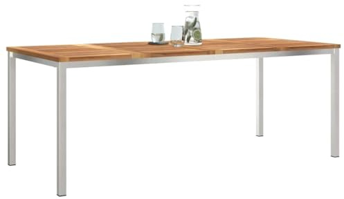vidaXL OutdoorDiningTable Brown 200x90x75cm SolidTeakwood, Garden and Terrace, Weather-Resistant Table, Minimalist Design, Patio Furniture, Outdoor Gatherings, Elegant Dining