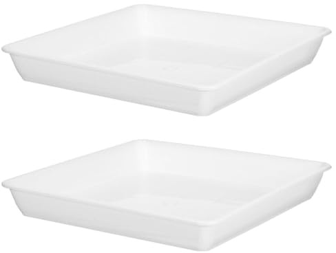 UPKOCH 2 Platillos Cuadrados 11.8 Pulgadas Bandejas De PláStico Grueso para Macetas Blancas 30X30 Base De Drenaje para Plantas Suculentas Uso Interior Y Exterior