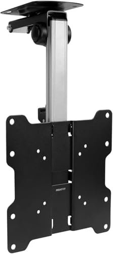 Universal TV Stand Flip Down TV and Monitor Mount Bracket - Adjustable Bracket Ceiling Kitchen Overhead and Under Cabinet Mount Fits Flat Sns 17-37 Inches