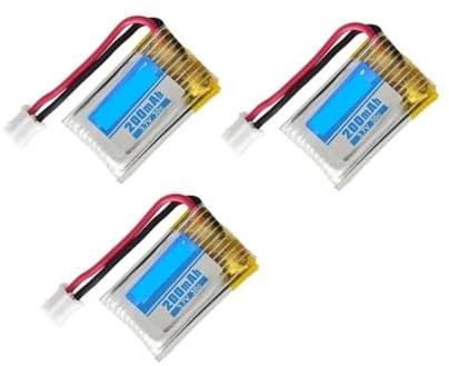 Batterie LiPo 3,7 V 200 mAh 30C (lot de 3), compatible avec les pièces détachées for mini-drones quadricoptères radiocommandés JJRC H36, H36F, E010, E010C, E011, E013 et NH010.