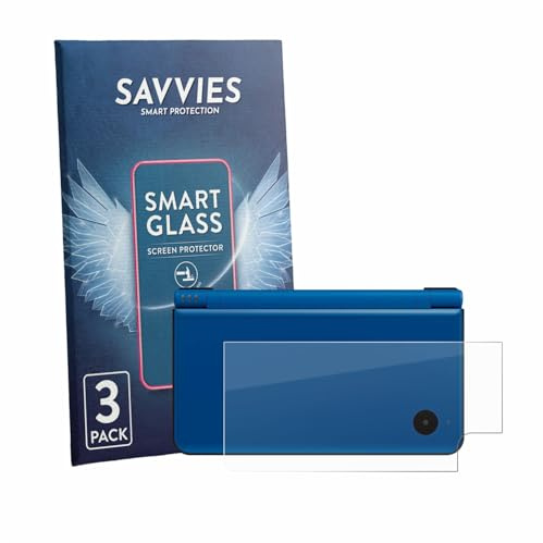 Savvies 3 Stück Panzer Schutz Glas für Nintendo DSi XL (Gehäuse) 9H Schutzfolie HD Klar, Blasenfrei, Anti-Fingerabdruck, Stoßfest, Displayschutz