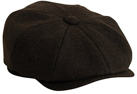 Shelby' Kappe mit Knops an der Oberseite, schwarzes Fischgrätmuster von Gamble & Gunn, Schwarz
