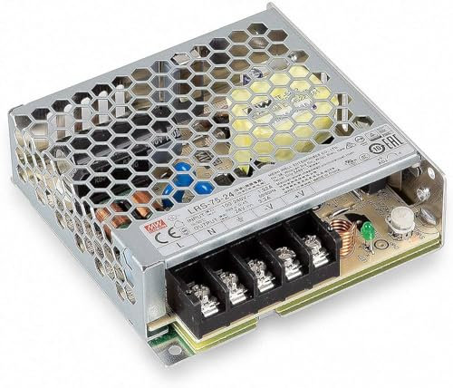 Eurekaled - Alimentatore Mean well 75W 24V, Modello LRS-75-24 Switching, Tensione Costante, Non Impermeabile IP20, Trasformatore da AC 220V a DC 24V, Compatibile con Strip Led, Cod. 0175