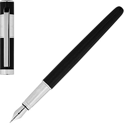 Hugo Boss Füllfederhalter Ribbon Classic Messing Chrome Schwarz Silber, HSR0452A