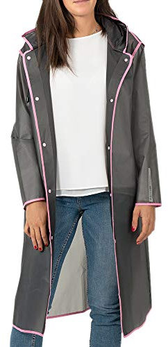 PERLETTI 14210 Mantello da Pioggia Uomo, 5. Grigio Bordo Rosa, S Unisex-Adulto