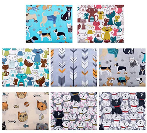 Milisten Nähstoffe Baumwollstoff Hunde Katze Bedruckte Stoff Patchwork Stoffbündel Stoffpaket für DIY Basteln Kunsthandwerk Nähen Scrapbooking Verpackung 40 Stück 25x20cm