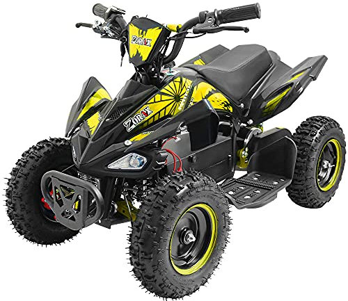 Zorax 36V 1000W Yellow 6'' Tyre Battery Powered Kids Mini ATV Quad Bike (Foot Brake - 3 Speeds - LED Light - Forward/Neutral/Reverse - CE Approved - MAX Capacity: 65KGS) Children's Electric Ride on
