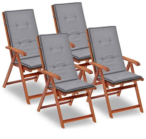 Tidyard Gartenstuhl Auflage für Hochlehner Kissen Sitzkissen Stuhlkissen Polster Stuhlauflage Sitzauflagen Sitzpolster Grau, 120x50x3cm, 4 Stk.